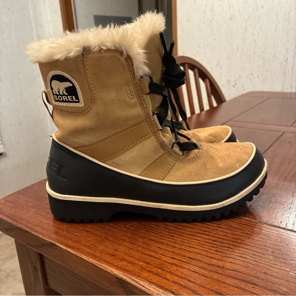 Sorel Suede Tivoli ll Snow Boots Women's 7 Winter Curry Beige NL2089-373 - Picture 2 of 12